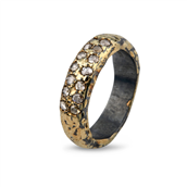 By Birdie Heritage Golden Pavé ring sort rhodineret sølv og 18kt guld og ialt 0,58 ct diamant (str. 52-60)