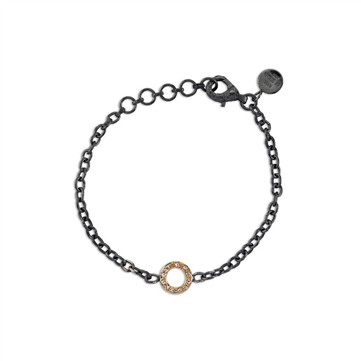 By Birdie Victoria Circle Pavé armbånd sort rhodineret sølv m.14kt + 0,15ct. diamant