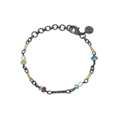 By Birdie Jacquline Stone & Pearl armbånd sort rhodineret sølv (17 - 20,5 cm)