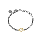 By Birdie Zenith Open Heart armbånd sølv m. 14 karat guld (17,5 - 20,5 cm)
