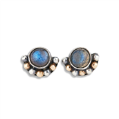 By Birdie Cathy ørestikkere sort rhodineret sølv m.14kt + rainbow moonstone