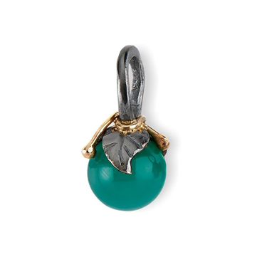 By Birdie Urban Leaf Drop Green Onyx 8mm sølv + 18 kt. guld