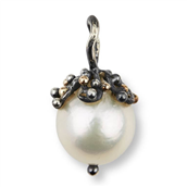 By Birdie Urban Buds Drop Pearl vedhæng sort rhodineret sølv m.14kt. guld + fvp