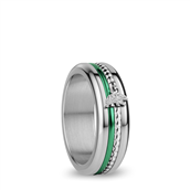 Bering ring Anniversary poleret sølv m. grøn inderring fås i str. 55-63