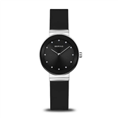 Bering Classic dameur stål sort silikonerem 29mm 3bar