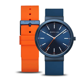 Bering Classic unisexur stål blå m. silikoneremme 41mm 3 bar
