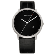 *Bering Classic stål, kalveskindsrem, Safirglas, dato