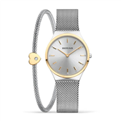 Bering Classic gavesæt dameur stål 3 ATM 31mm + armbånd m. charm (185mm)