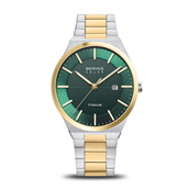 Bering Titanium Solar herreur gulddoublé grøn skive safirglas 10bar 39mm