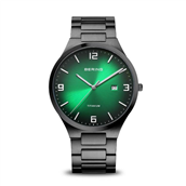 Bering Classic herreur sort titanium lænke grøn skive 40mm safirglas 5 ATM
