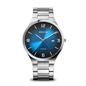 Bering herreur titanium, safirglas, blå skive, 40mm, 5bar