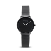 *Bering Dameur Max René stål sort meshlænke sort skive safirglas 30 mm. 
