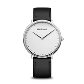 Bering Classic unisex ur stål, kalveskindsrem, safirglas, 3 ATM