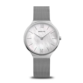 Bering Classic dameur stål meshlænke perlemorsskive 3bar 34mm