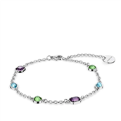 Bering Arctic Symphony armbånd stål m. farvede krystaller (17,5+3 cm)