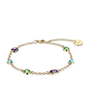 Bering Arctic Symphony armbånd stål gulddoublé m. farvede krystaller (17,5+3 cm)