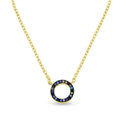 By Pind Colorful halskæde sølv forgyldt cirkel vedhæng med multi farvet zirkonia sten (40-50cm)