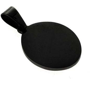 Vedhæng ovalt sort stål med pats øsken  20x.26,7mm