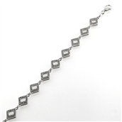 *By Pind armbånd sølv rhodineret med zirkoniasten ruder (16,5+3 cm)