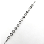 *By Pind armbånd sølv rhodineret cirkler med sorte og hvide zirkoniasten (16,5+3 cm)