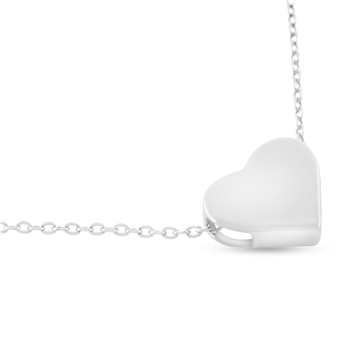 By Pind halskæde sølv rhodineret med hjerte vedhæng (42+3cm)