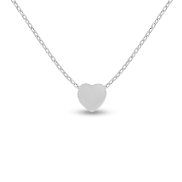 By Pind halskæde sølv rhodineret med hjerte vedhæng (43+3cm)