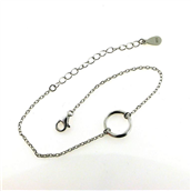 *By Pind armbånd sølv rhodineret med cirkel (15-19 cm)