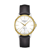 Certina DS-8 Gent herreur stål gulddoublé brun læderrem 10 bar 40mm