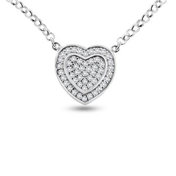 By Pind halskæde sølv rhodineret med paveret hjerte vedhæng (41+5 cm)