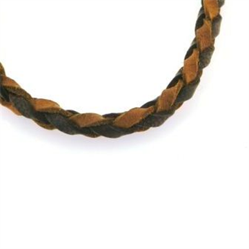 Armbånd flettet læder mørkbrun/brun