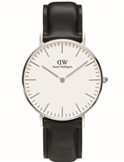 Daniel Wellington dameur Classic Sheffield, læderrem sort, stål, 36mm