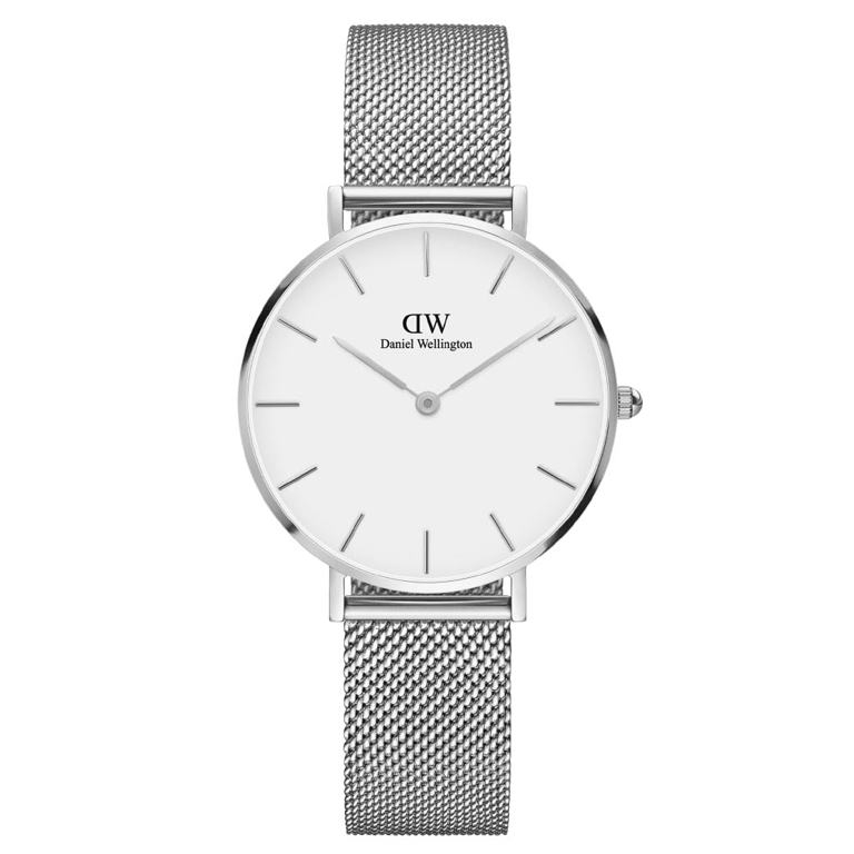 Daniel Wellington dameur Classic Petite Sterling 32 mm, hvid skive, mesh stål Daniel Wellington ure - Køb hos pindj.dk