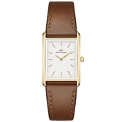 Daniel Wellington Bound dameur stål gulddoublé brun læderrem 22mm