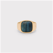 IX Studios Cushion Signet Hawks Eyes ring sølv forgyldt (str 48-66)