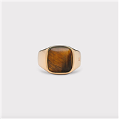 IX Studios Cushion Signet ring Tiger Eye sølv forgyldt (str 48-66)