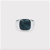 IX Studios Cushion Signet Hawks Eyes ring sølv (str 48-66)