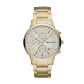 Armani Exchange Emporio herreur stål gulddoublé lænke hvid skive 43mm mineralglas chronograph