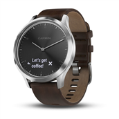 Garmin Vivomove HR smartwatch rustfrit stål mørkebrun læderrem