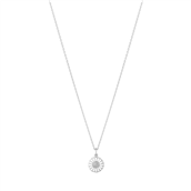 Georg Jensen Daisy halskæde sølv rhodineret med hvid emalje 0,05 ct. diamanter 11 mm. 45 cm. 