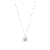 *Georg Jensen Daisy halskæde sølv rhodineret med hvid emalje 0,19 ct. diamanter 18 mm. 45 cm. 
