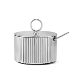 Georg Jensen Bernadotte sukkerskål m. ske blankt rustfrit stål  