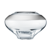 *Georg Jensen Duo vase mundblæst glas, blankt rustfrit stål, small