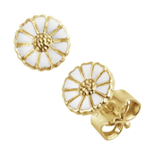 Georg Jensen Daisy ørestikker sølv forgyldt m. emalje 7mm. 