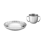 Georg Jensen Bernadotte barnesæt 2 dele, dyb tallerken og kop, rustfrit stål
