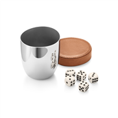 Georg Jensen Living Sky rafflebæger + 5 terninger rustfrit stål med læder