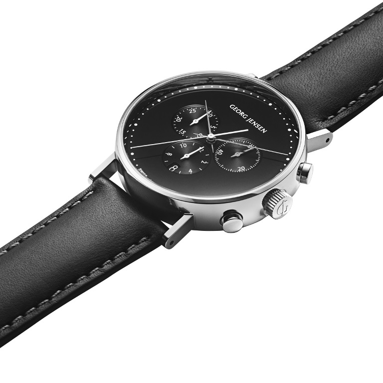 Soldat imperium fordel Georg Jensen Herreur KOPPEL HK317 - 41mm, kvarts, sort urskive, sort  læderrem | Georg Jensen ure - Køb hos pindj.dk