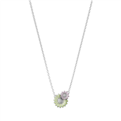 Georg Jensen x Stine Goya Daisy halskæde sølv m. grøn og pink emalje