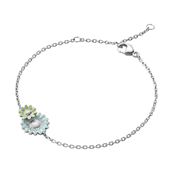 Georg Jensen x Stine Goya Daisy armbånd sølv m. blå og grøn emalje 18 cm