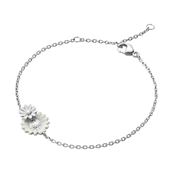Georg Jensen x Stine Goya Daisy armbånd sølv m. hvid emalje 18 cm. 