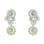 Georg Jensen x Stine Goya Daisy ørehængere sølv rhodineret m. grøn emalje (large)